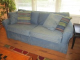 Cindy Crawford Home Hide-a-Bed Denim Sofa with Accent Pillows