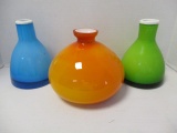 Three Cased Art Glass Vases