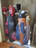 Two Golf Bags with Miscellaneous Clubs
