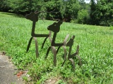 Metal Deer Family Yard Art