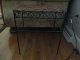 Small Metal and Woven Side Table