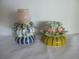 2 Anthropologie Art Glass Candle holders