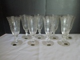 Eight Rose Point Crystal Parfaits with Original Stickers
