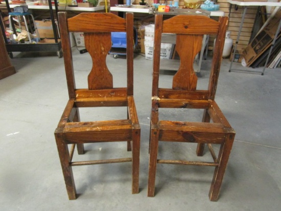 Pair of Vintage Pine Chairs