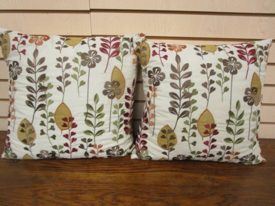 Pair of Pier 1 Floral Embroidered Accent Pillows