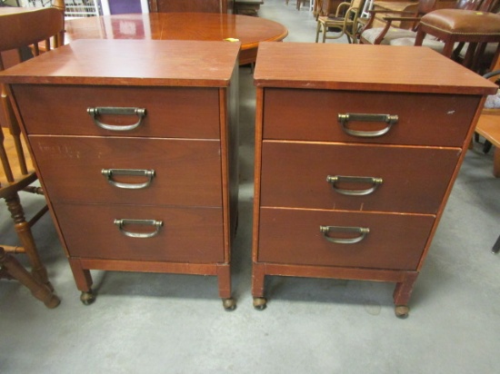 Pair of Hill-Rom Three Drawer Cabinets on Casters