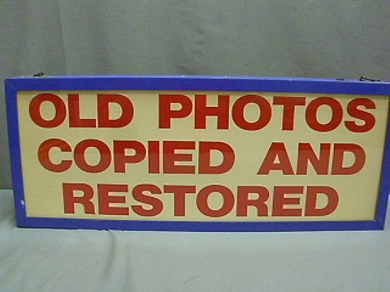 Beautiful Double Sided Lighted "Photo" Sign Needs Bulb 25" x 10"