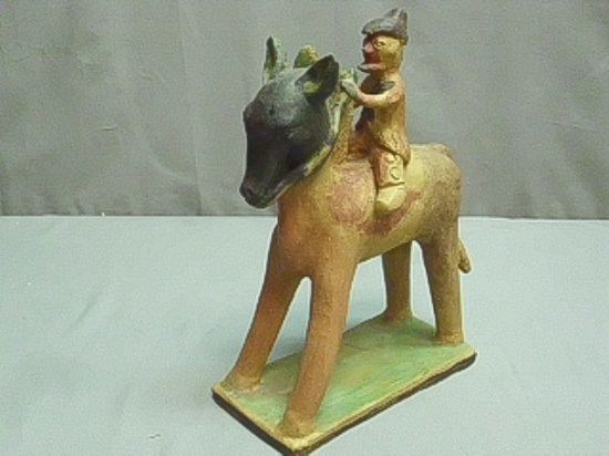 Terracotta Man on Horse - Made in Mexico