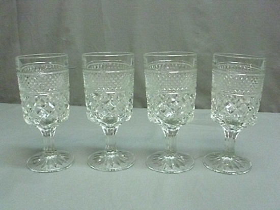 4 Vintage Anchor Hocking Wexford Waffle Pattern Goblets