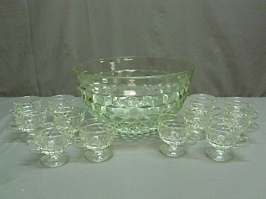 Fostoria American Punch Bowl w/12 Cups