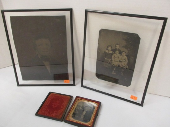 Three Daguerreotype Portraits-Young Man, Family's Children and Gentleman