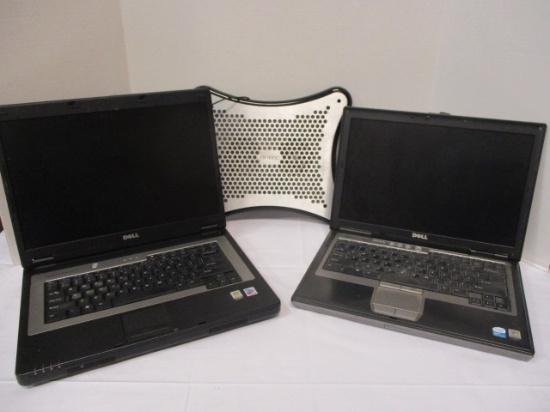 Two Dell Laptop Computers and Antec Laptop Cooling Fan