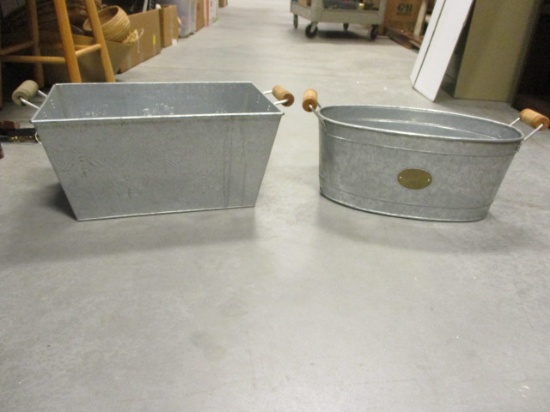 Oval and Rectangular Galvanized Metal Party Buckets