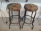 Pair of Black Metal Frame Stools with Camo Seats