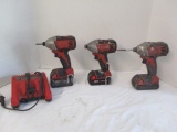 Three Milwauke 18v Drills, Batteries and Chargers