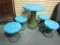 Unique Palm Tree Table with Four Stools