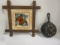 Cast Iron Skillet Quartz Wall Clock and Butterfly Needlework
