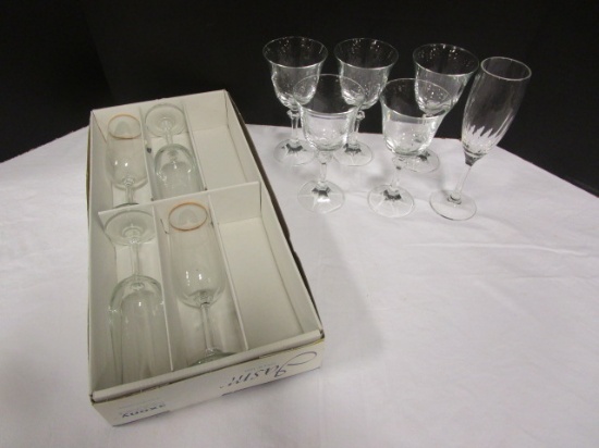 Four Saxony Champagne Flutes, Five Wine Glasses, Champagne Flute