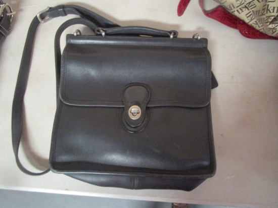 Authentic Coach Black Leather Purse with Silver Hardware