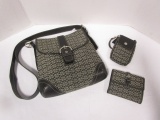 Matching Set! - Authentic Coach Gray Logo Purse, Wallet and Phone Pouch