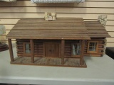 Hand Crafted Wood and Rock Log Cabin