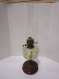 British Made Double Wick Oil lamp with Multi Color Glass