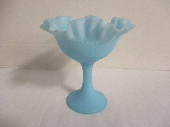 Fenton Blue Ruffled Edge Bowl