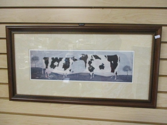 Framed and Matted Cow Print
