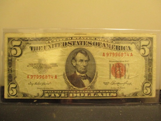 1953 $5 Bill- Red Seal