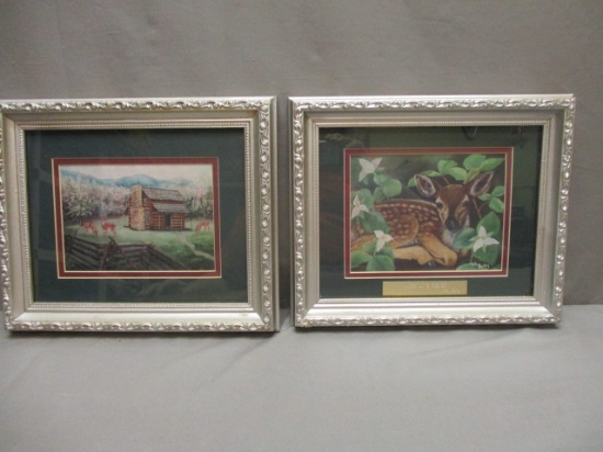 2 Framed & Matted Pictures approx. 12"w x 10" h