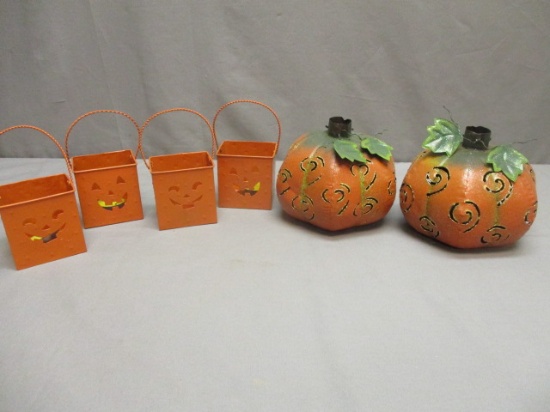 4 Small Tin Luminaries & 2 Tin Pumpkin Luminaries