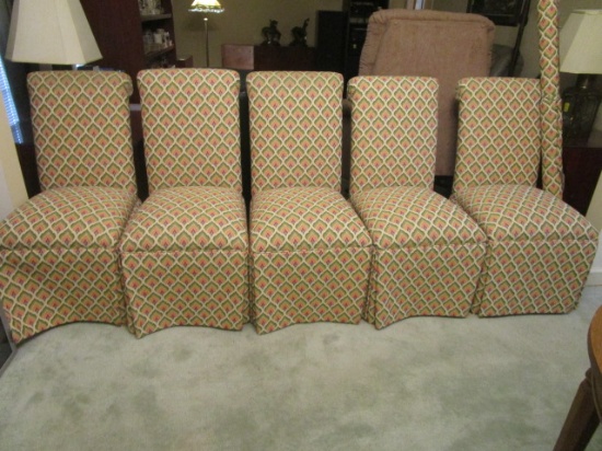 Five Patterned Fabric Dining Chairs