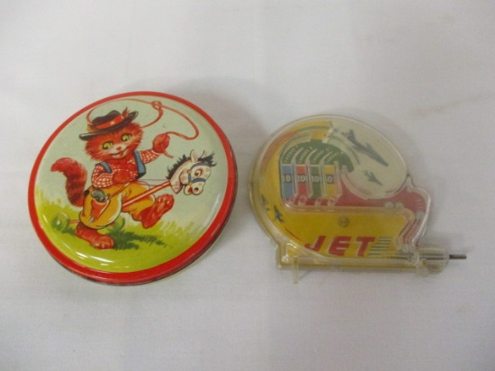 Vintage Daintee Confectionary Tin and Marx Toys Handheld Jet Pinball