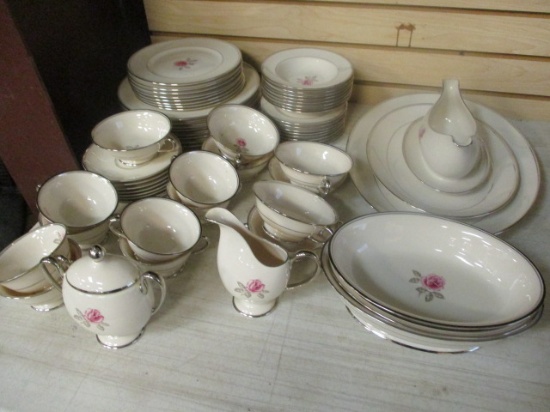 63 Pcs Franciscan Fine China "Huntington Rose" China with Serving Pieces