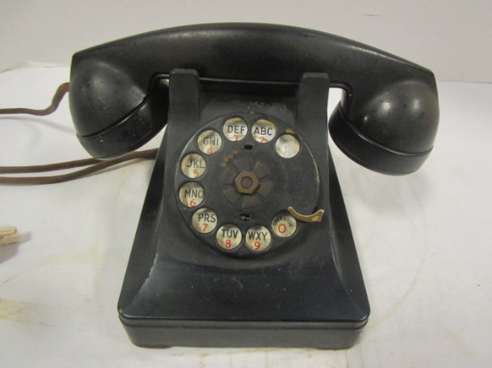 Bell System Western Electric Black Rotary Dial Desk Phone
