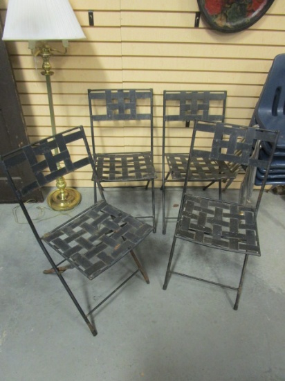 Set of Four Vintage Metal Folding Chairs
