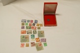 Mint Condition Nazi Third Reich German Stamps & 1 Coin in Red Case