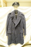 Vintage '40s USAF Military Navy Wool Coat & Service Cap - Both with DOD Buttons
