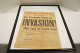 Framed Newspaper Article - Detroit Times 6/6/44 