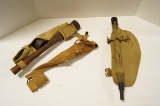 US WW1 Army Pick Axe in Sheath w/ Handle & Extra Sheath AND WWII Bayonet E-Tool