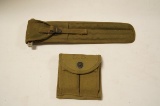 Original WWII 1944 M1 Cleaning Rod in Case and M1 Carbine Magazine Pouch w/ 2 Magazines
