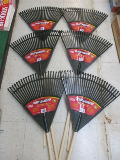 Six Ames True Temper Greensweeper 24" Widesweep Rakes