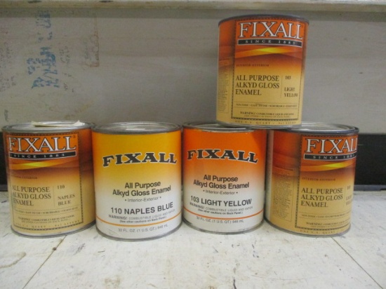 Five Quarts Fix All Alkyd Gloss Enamel - Light Yellow and Naples Blue