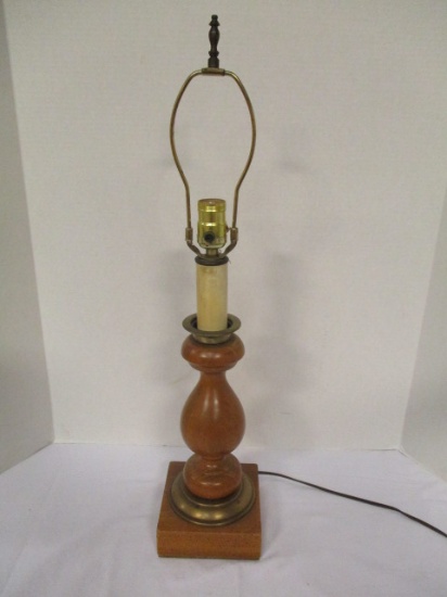 Candle Stick Lamp with Wood Base