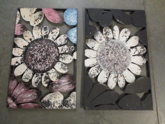 Pair of Metal Flower Design Wall Art