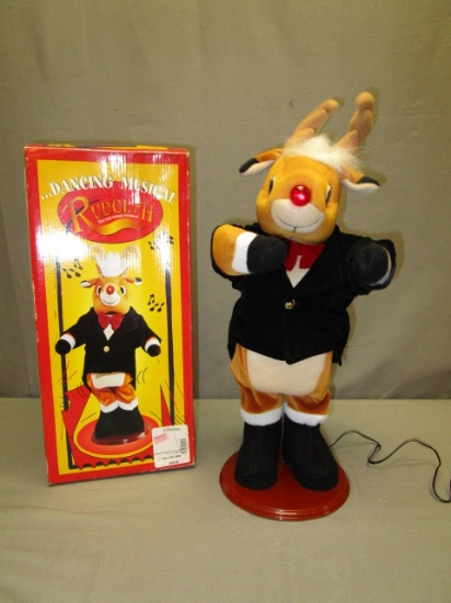 Dancing Musical Rudolph Reindeer Figure w /Box