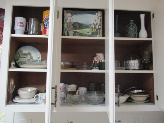 Contents of 3 Cabinets-Plates, Figurines, Mugs, Bowls, etc.