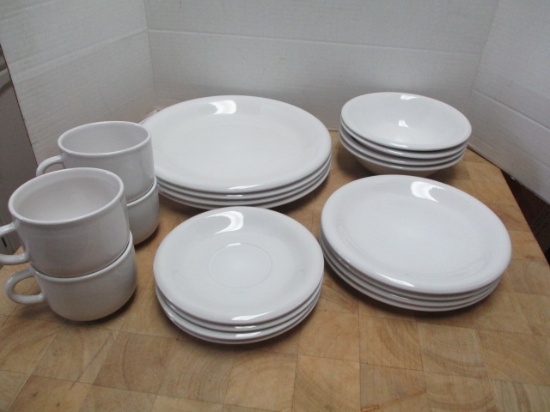 20 Pcs. White Stoneware Dinnerware