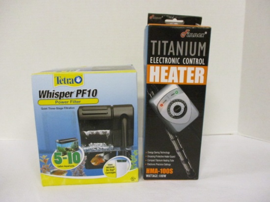 Titanium Aquarium Heater & Whisper PF10 Aquarium Filter