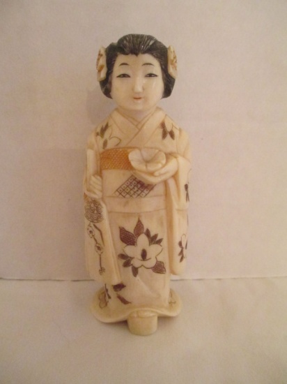 Bone Asian Woman Figurine